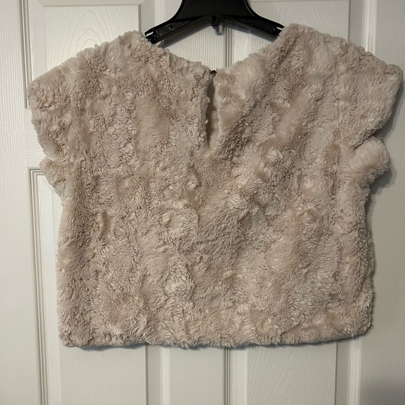 Anthropologie Maeve Cream Fuzzy Top - Picture 4 of 5